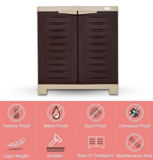 Supreme Fusion Plastic Shoe Rack (Small, Globus Brown, Dark Beige) - Image 2